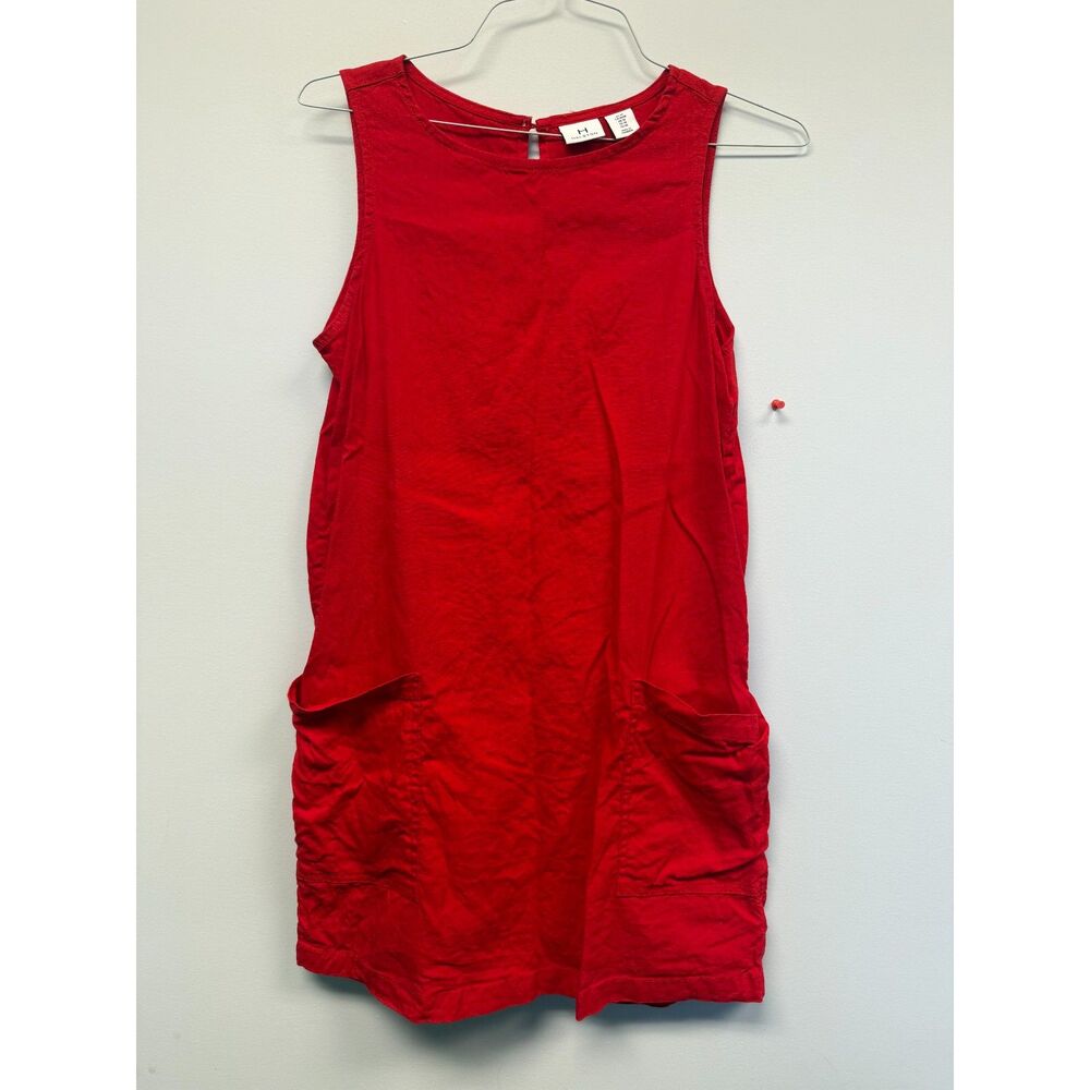 H by Halston Women’s M Red Linen Blend Sleeveless Shift Dress Pockets